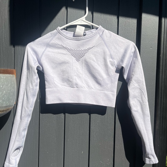 AYBL crop long sleeve lavender open back shirt size xs - Picture 3 of 5